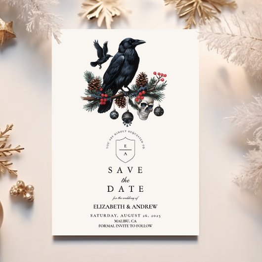 Save The Date Raven Crâne gothique Mariage de vacances