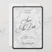 Save The Date Rays de dentelle blanche bordure élégante mariage (Devant)