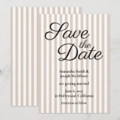 Save The Date Rayure beige et blanc (Devant / Derrière)