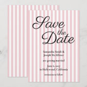 Save The Date Rayure rose et blanche (Devant / Derrière)