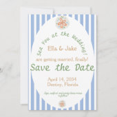 Save The Date Rayures bleues côtières, Sauvegarder la date (Devant)