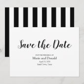 Save The Date Rayures Classiques Noir et Blanc (Devant / Derrière)