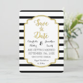 Save The Date Rayures Noir Blanc Or Mariage Économisez la Date (Debout devant)