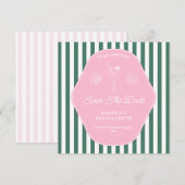 Save The Date Rayures roses et vertes rétro Beverly Hills (Devant / Derrière)