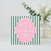 Save The Date Rayures roses et vertes rétro Beverly Hills (Debout devant)