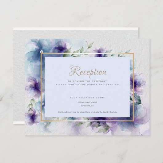 Save The Date Réception 2 | Fleurs d'aquarelle translucides (Devant / Derrière)