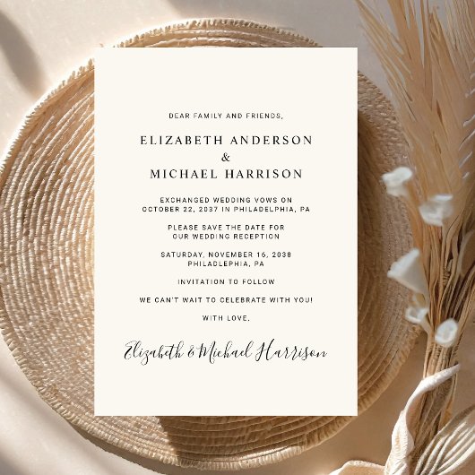 Save The Date Réception De Mariage De Crème Chic