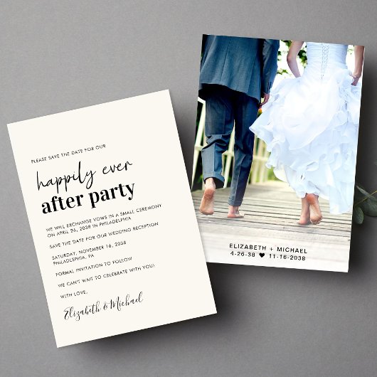 Save The Date Réception De Mariage De Crème Photo Minimale