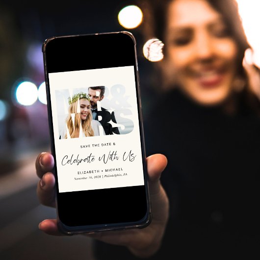 Save The Date Réception De Mariage De Crème Photo Moderne