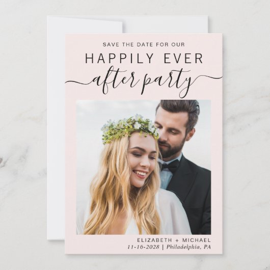 Save The Date Réception de mariage moderne photo rose (Devant)