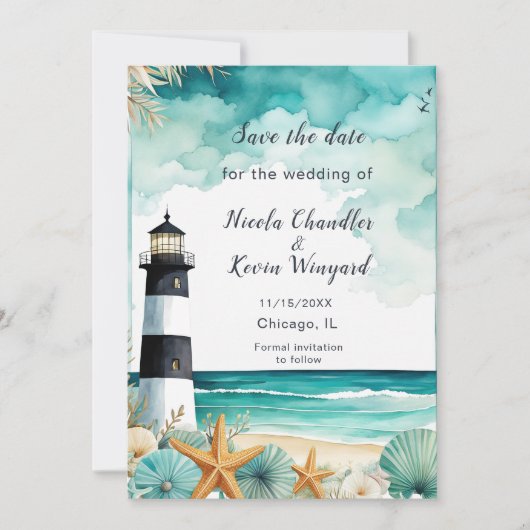 Save The Date Réception de phare nautique (Devant)