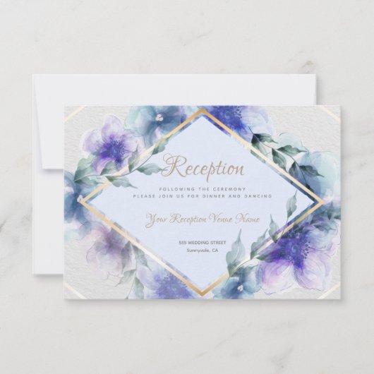Save The Date Réception | Fleurs d'aquarelle translucides (Devant)