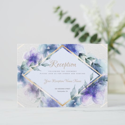 Save The Date Réception | Fleurs d'aquarelle translucides (Debout devant)