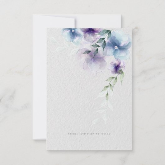 Save The Date Réception | Fleurs d'aquarelle translucides (Dos)