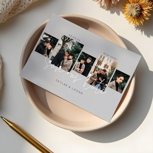 Save The Date Récolte photo minimaliste moderne Gris