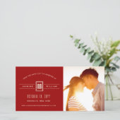 Save The Date Rectangle classique Double Bonheur Mariage chinois (Debout devant)