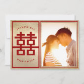 Save The Date Rectangle Double Bonheur Mariage chinois photo (Devant)