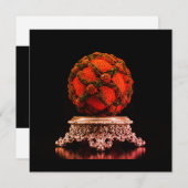 Save The Date Red And Black Mandelbrot Sphere On Silver Pedestal (Devant / Derrière)