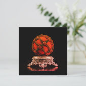 Save The Date Red And Black Mandelbrot Sphere On Silver Pedestal (Debout devant)
