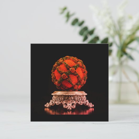Save The Date Red And Black Mandelbrot Sphere On Silver Pedestal (Debout devant)