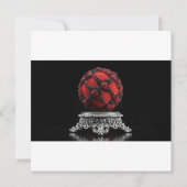 Save The Date Red And Black Mandelbrot Sphere On Silver Pedestal (Dos)