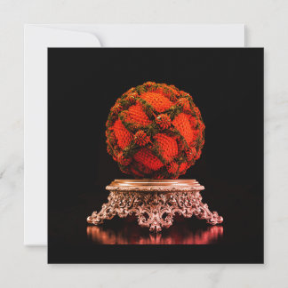 Save The Date Red And Black Mandelbrot Sphere On Silver Pedestal