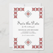 Save The Date Red and Black Ukrainian Embroidery Wedding (Devant)