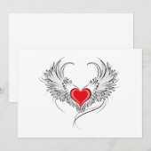 Save The Date Red Angel Coeur avec ailes (Devant / Derrière)