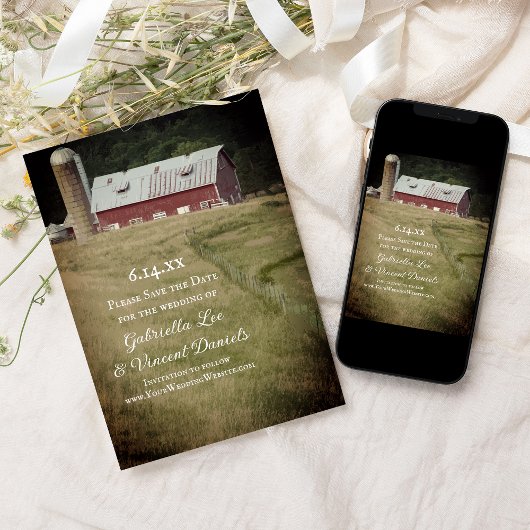Save The Date Red Barn et Silo Country Farm Enregistrer la date