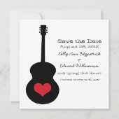 Save The Date Red/Black Guitar Heart Enregistrer la date Invitat (Devant)