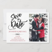 Save The Date Red Black Photo Enregistrer la date (Devant)