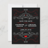 Save The Date Red & Black Rock 'n' Roll Music Mariage à thème (Devant)