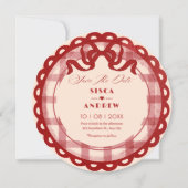 Save The Date Red bow plaid wedding (Devant)