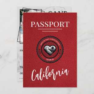 Save The Date Red California Passport Enregistrer La Date