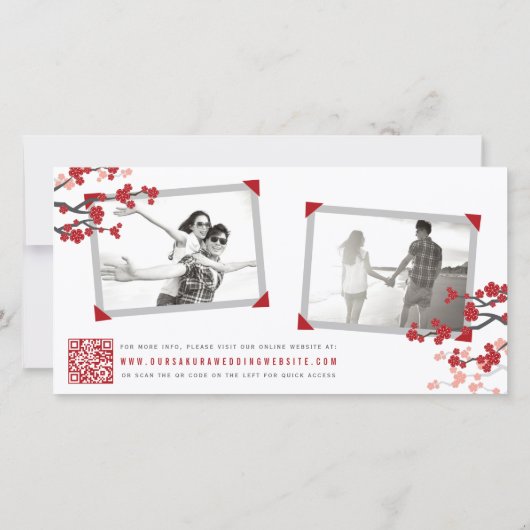 Save The Date Red Cherry Blossoms Chinois Double Bonheur Photo (Dos)