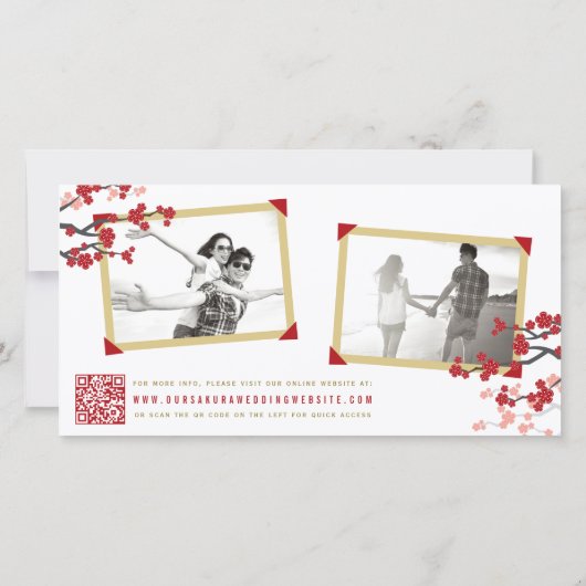 Save The Date Red Cherry Blossoms Chinois Double Bonheur Photo (Dos)