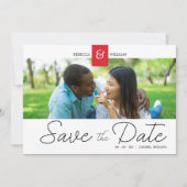 Save The Date Red Chic Custom Photo Instant Engagé Couple (Devant)