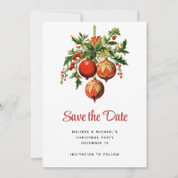 Red Christmas Baubles avec Holly Festive