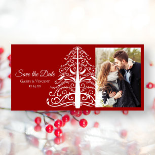 Save The Date Red Christmas Tree Winter Wedding Enregistrer la d