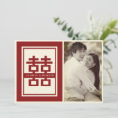 Save The Date Red Classic Double Bonheur Mariage chinois Photo (Debout devant)