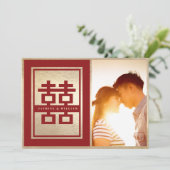 Save The Date Red Classic Double Bonheur Mariage chinois Photo (Debout devant)