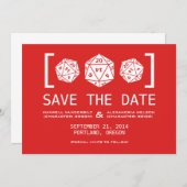 Save The Date Red D20 Dice Gamer Enregistrer l'Invitation de dat (Devant / Derrière)