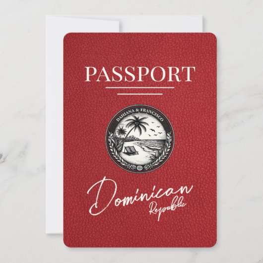 Save The Date Red Dominican Republic Passeport Enregistrer La Da (Devant)
