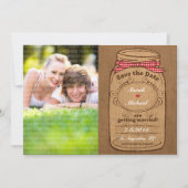 Save The Date Red En vichy & Burlap Mason Jar Photo Enregistrer  (Devant)
