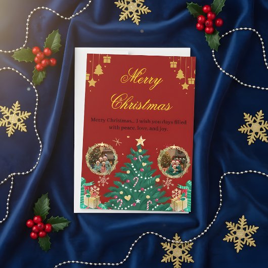 Save The Date Red Family Christmas Greeting Card