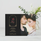 Save The Date Red Floral Golden Simulated Dome Arch Wedding (Debout devant)