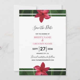Save The Date Red Frangipani Plumeria Mariage Enregistrer La Dat