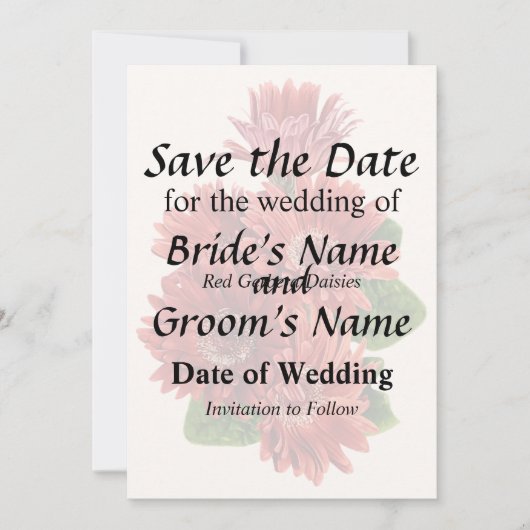 Save The Date Red Gerbera Daisies (Devant)
