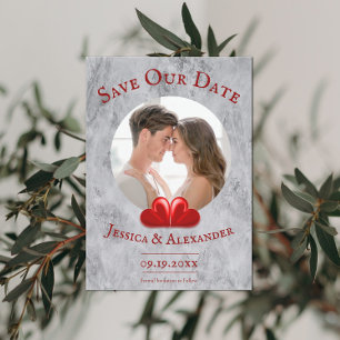Save The Date Red Hearts Photo Enregistrer La Date