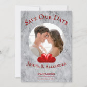 Save The Date Red Hearts Photo Enregistrer La Date (Devant)